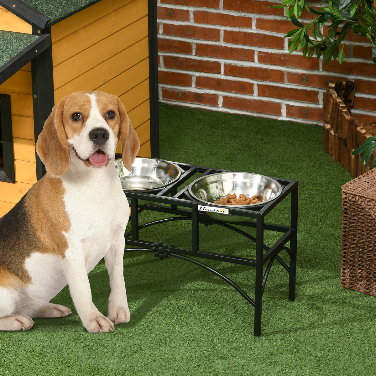 Elevated double dog bowl stand